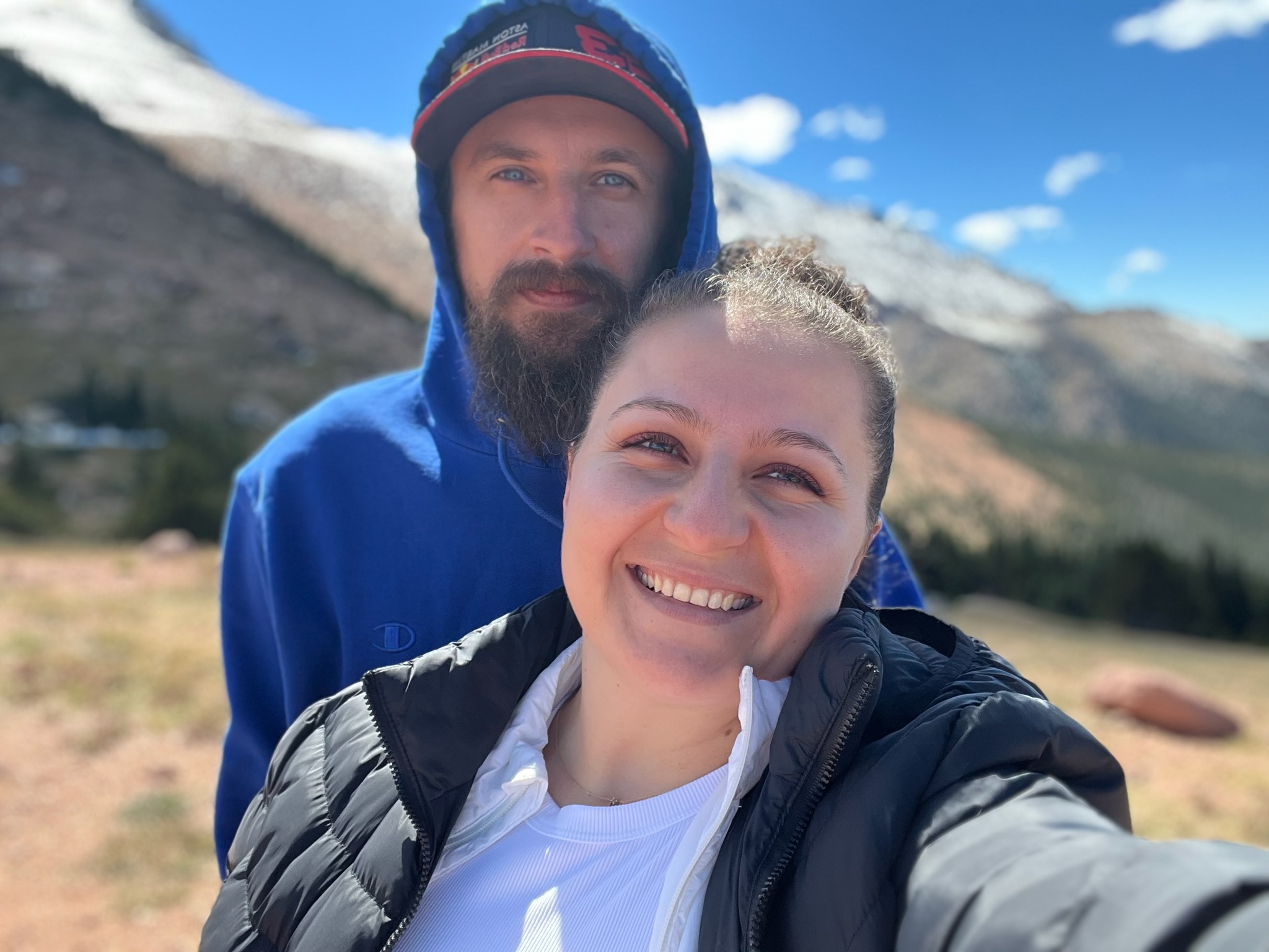Emirjeta laughing high in the Colorado mountains