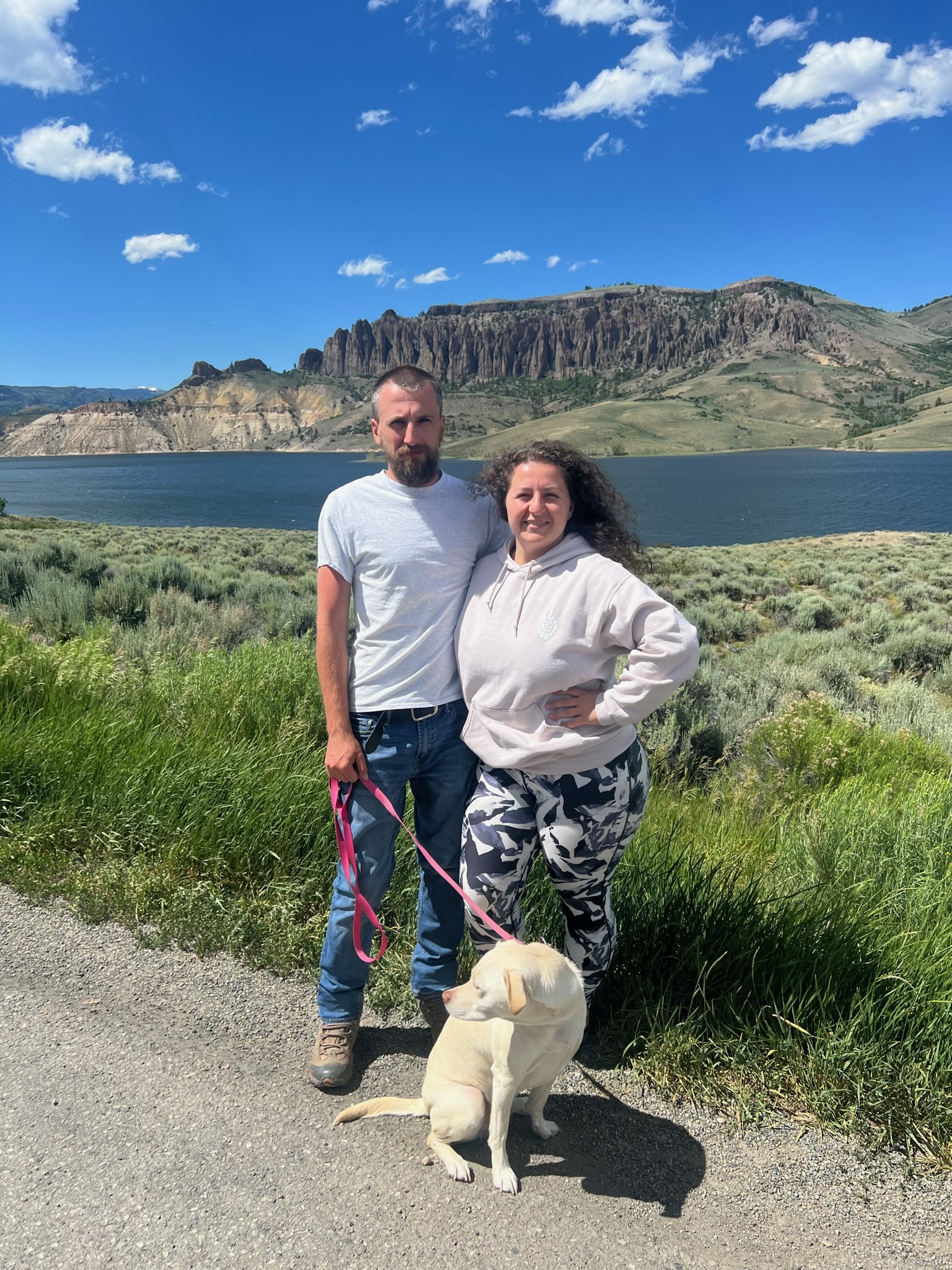 By an alpine lake with our dog
