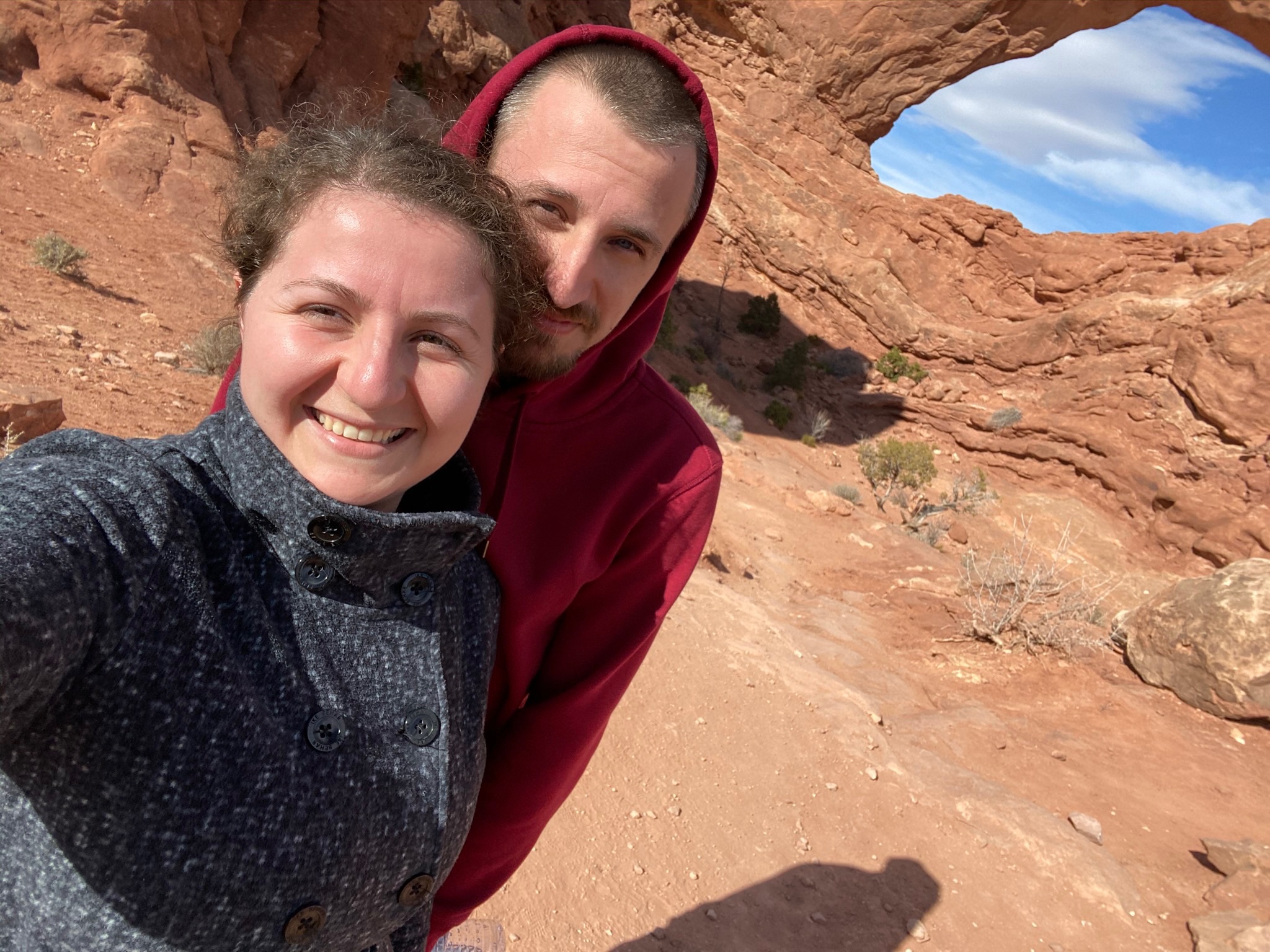 Beneath an arch at Arches National Park